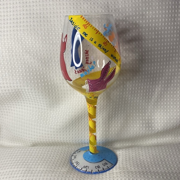 NIB Lolita The Wine Collection “Kind of on a Diet” Hand painted Wine Glass - Picture 4 of 8